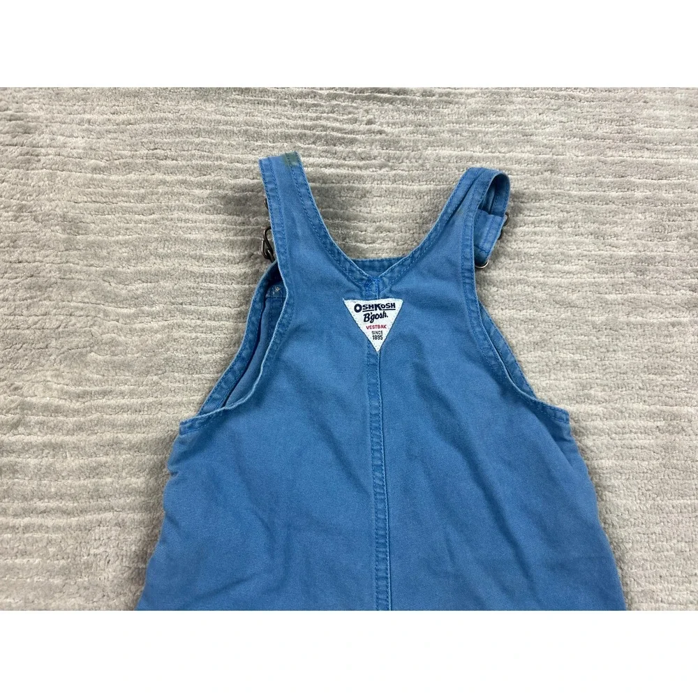 OshKosh B'gosh Shortalls Kids 18M Blue Cargo Canvas Overalls Vintage Utility